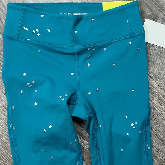 All in Motion Girls' Teal Blue Silver Star Print Leggings - Size XS - NWT - Picture 8 of 9